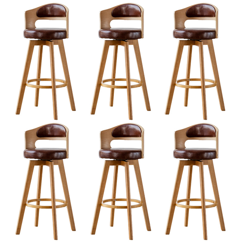 Contemporary Wood Stool Faux Leather Counter Stool in Matte Finish for Indoor