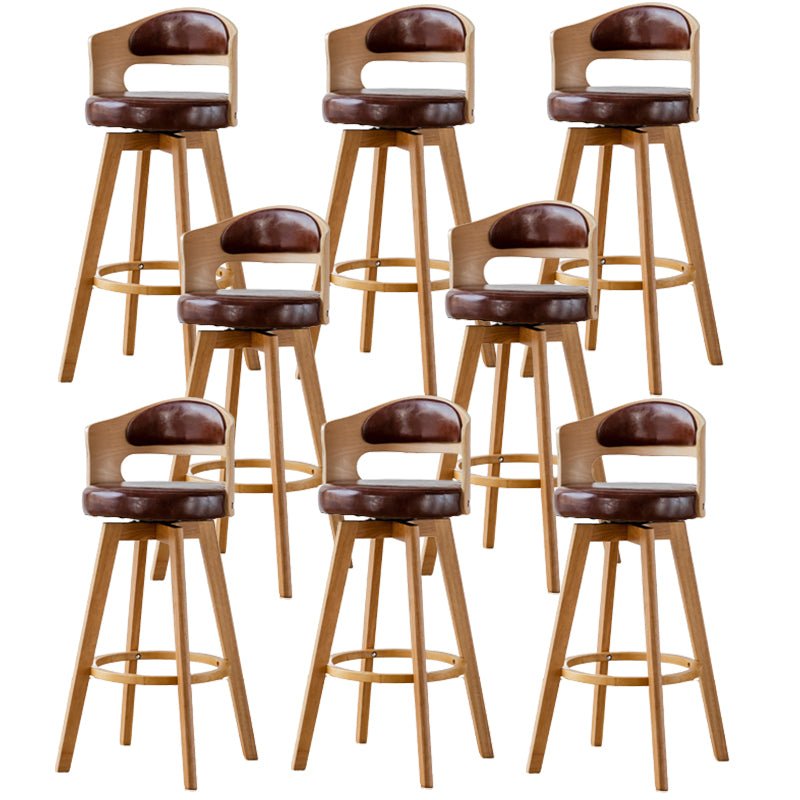 Contemporary Wood Stool Faux Leather Counter Stool in Matte Finish for Indoor