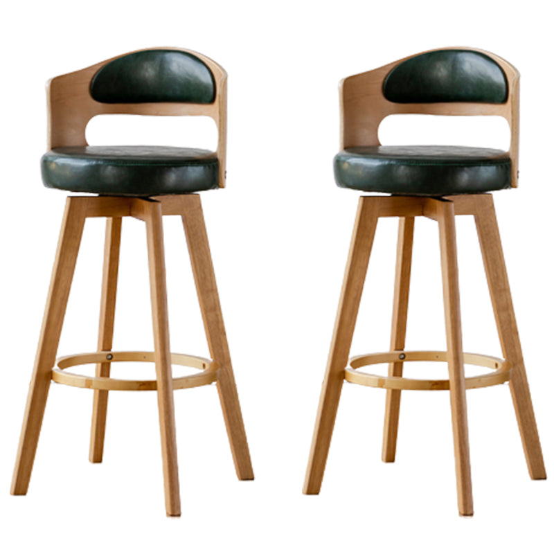 Contemporary Wood Stool Faux Leather Counter Stool in Matte Finish for Indoor