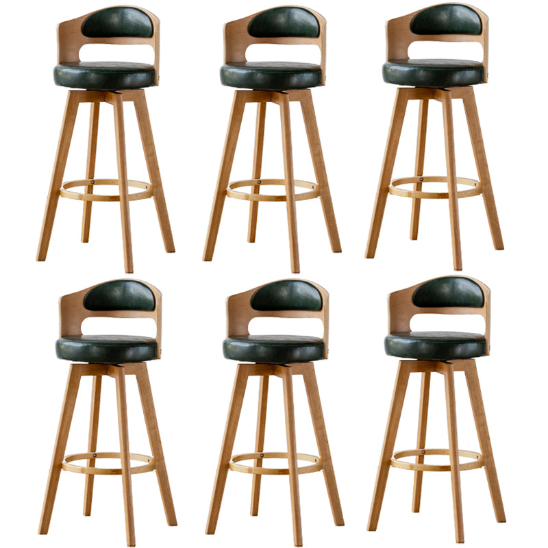 Contemporary Wood Stool Faux Leather Counter Stool in Matte Finish for Indoor