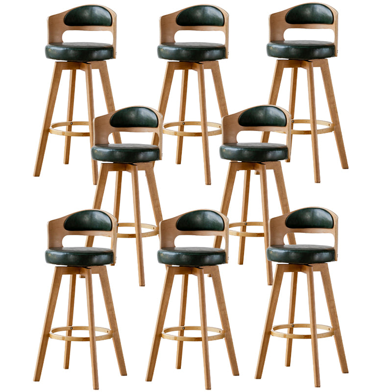 Contemporary Wood Stool Faux Leather Counter Stool in Matte Finish for Indoor