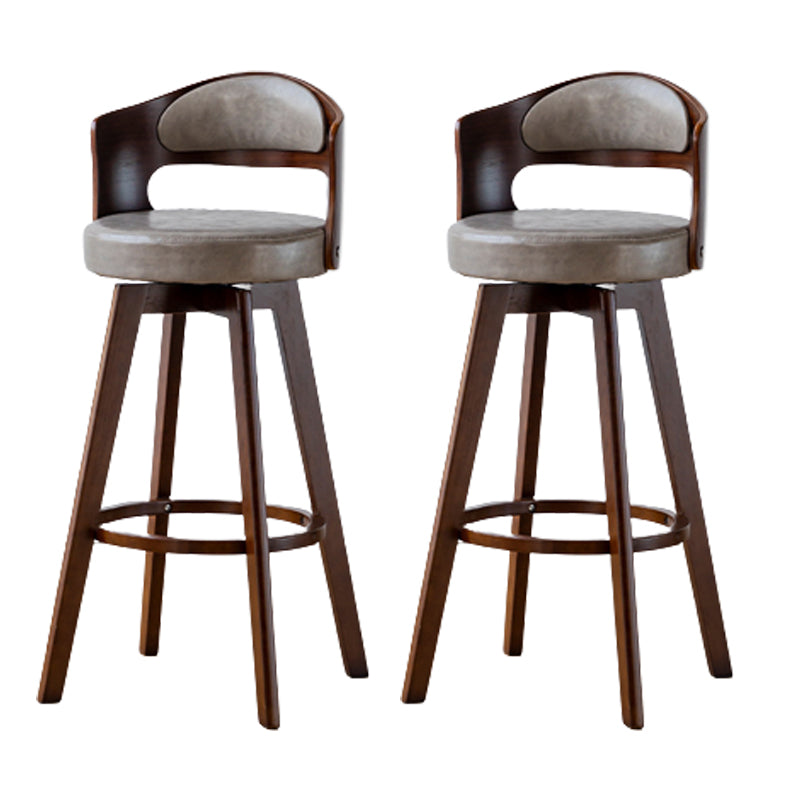 Contemporary Wood Stool Faux Leather Counter Stool in Matte Finish for Indoor