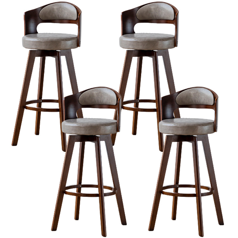 Contemporary Wood Stool Faux Leather Counter Stool in Matte Finish for Indoor
