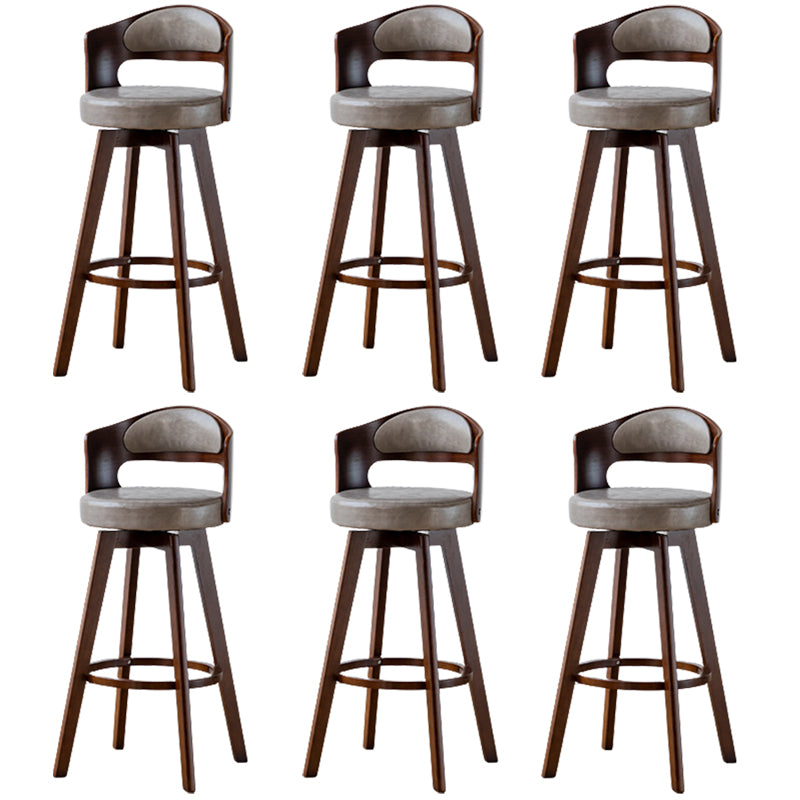 Contemporary Wood Stool Faux Leather Counter Stool in Matte Finish for Indoor