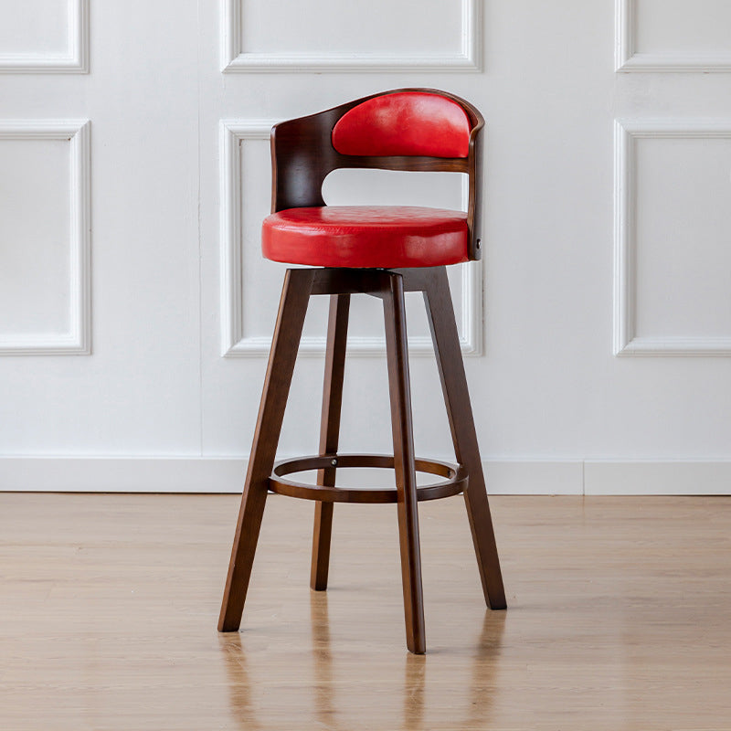 Contemporary Wood Stool Faux Leather Counter Stool in Matte Finish for Indoor