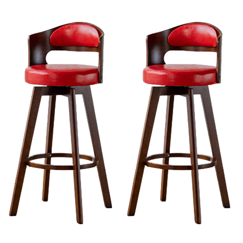 Contemporary Wood Stool Faux Leather Counter Stool in Matte Finish for Indoor