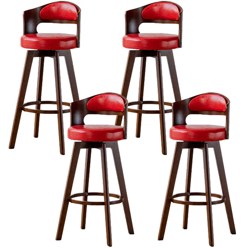 Contemporary Wood Stool Faux Leather Counter Stool in Matte Finish for Indoor