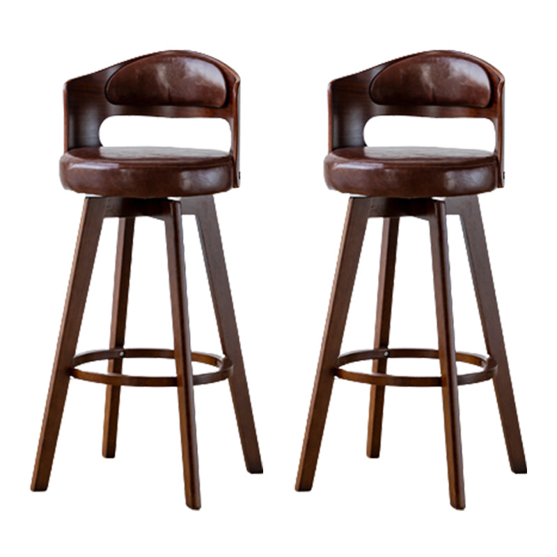 Contemporary Wood Stool Faux Leather Counter Stool in Matte Finish for Indoor