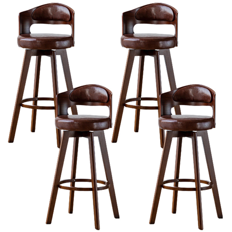 Contemporary Wood Stool Faux Leather Counter Stool in Matte Finish for Indoor