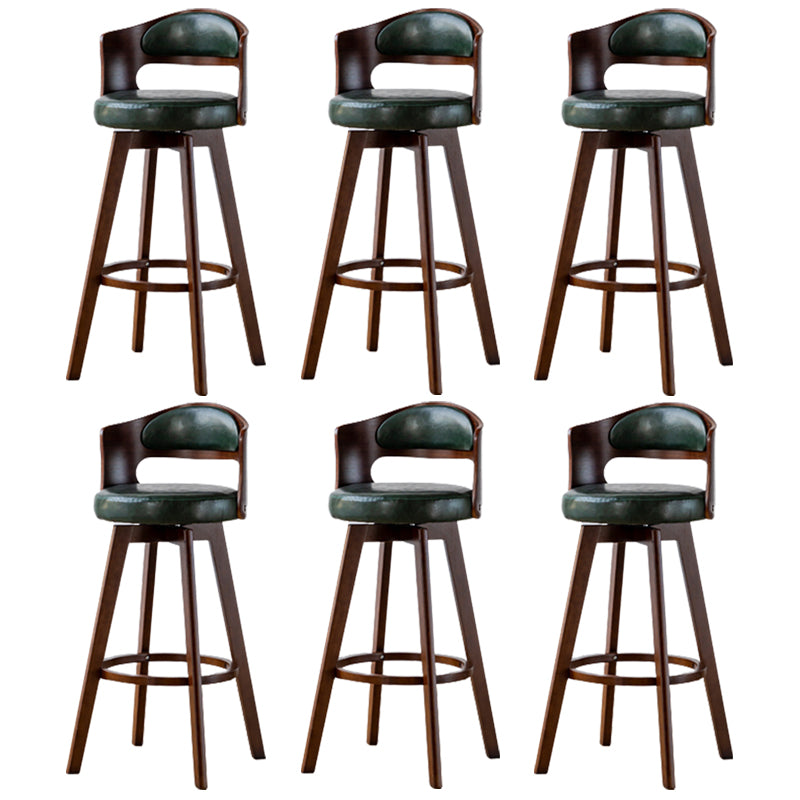 Contemporary Wood Stool Faux Leather Counter Stool in Matte Finish for Indoor