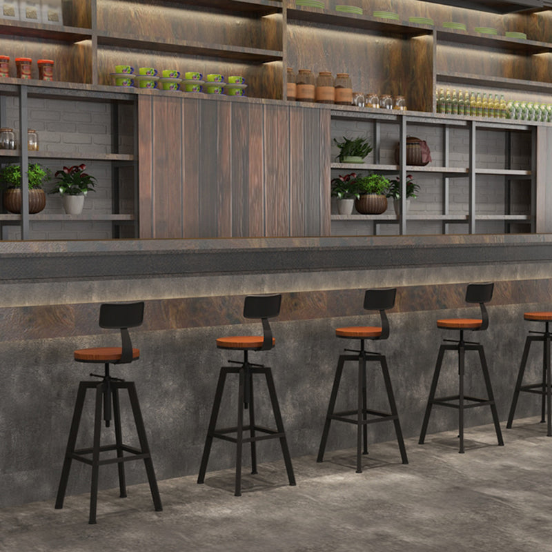 Adjustable Armless Height Stool Industrial Counter Stools with Black Base