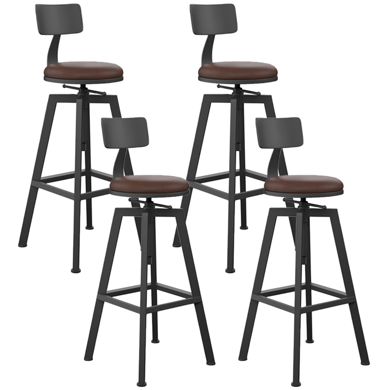 Adjustable Armless Height Stool Industrial Counter Stools with Black Base