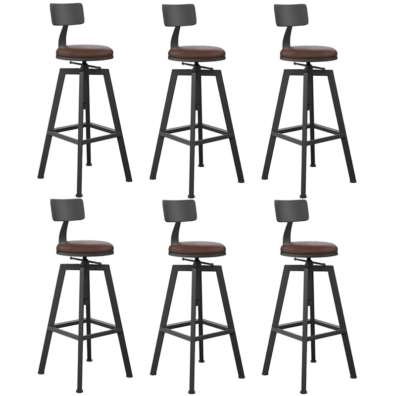 Adjustable Armless Height Stool Industrial Counter Stools with Black Base