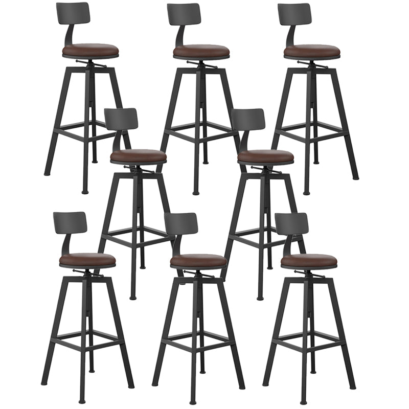 Adjustable Armless Height Stool Industrial Counter Stools with Black Base