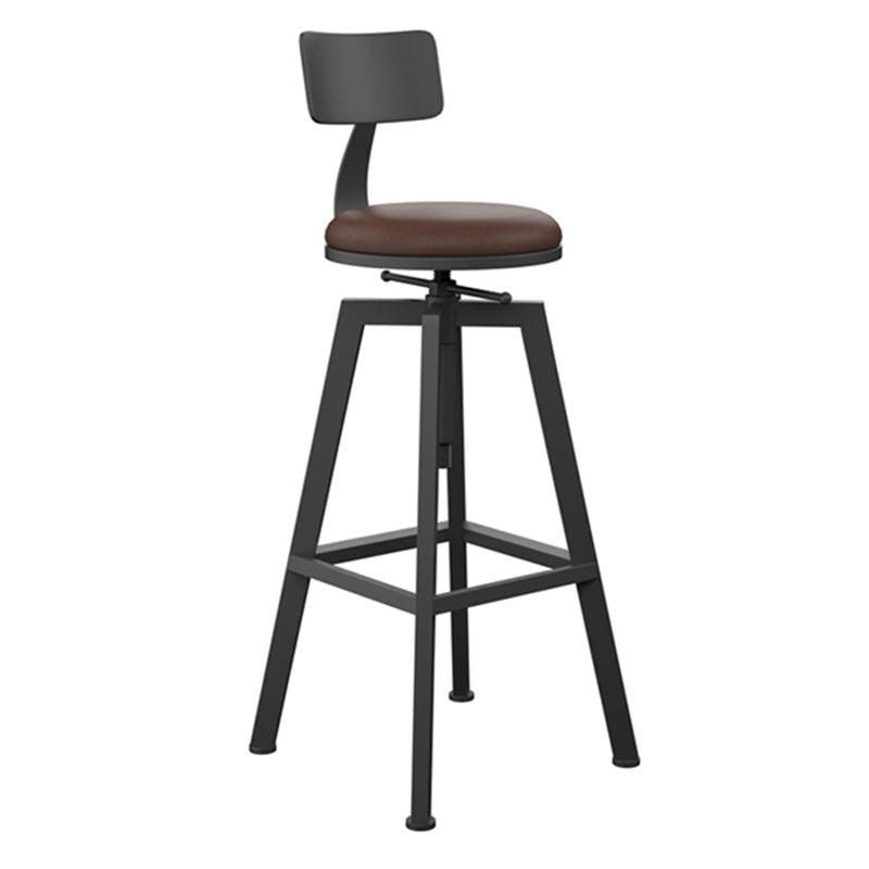 Adjustable Armless Height Stool Industrial Counter Stools with Black Base