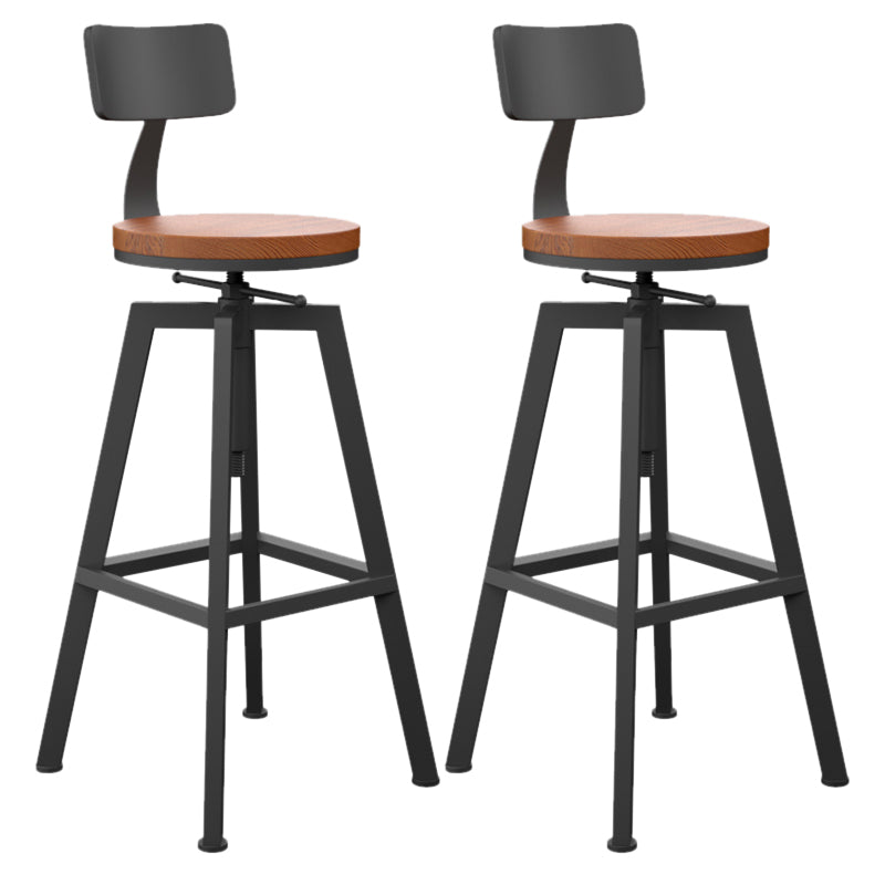 Adjustable Armless Height Stool Industrial Counter Stools with Black Base