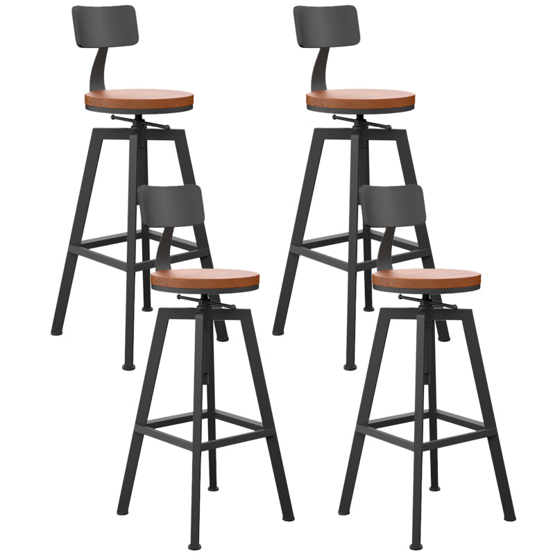 Adjustable Armless Height Stool Industrial Counter Stools with Black Base