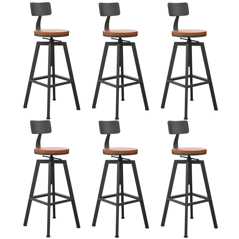 Adjustable Armless Height Stool Industrial Counter Stools with Black Base