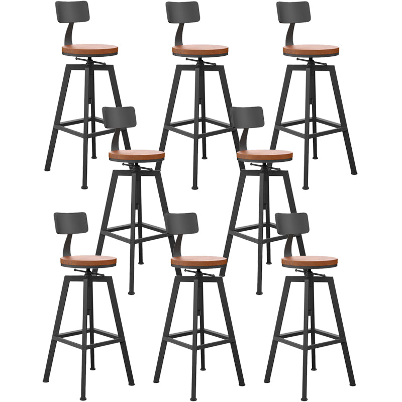 Adjustable Armless Height Stool Industrial Counter Stools with Black Base