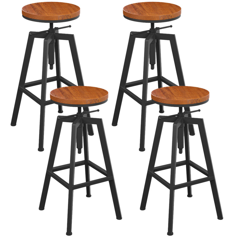 Adjustable Armless Height Stool Industrial Counter Stools with Black Base