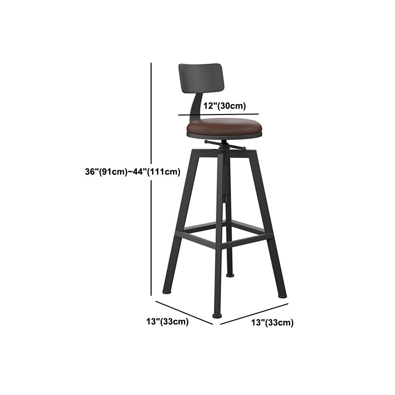 Adjustable Armless Height Stool Industrial Counter Stools with Black Base