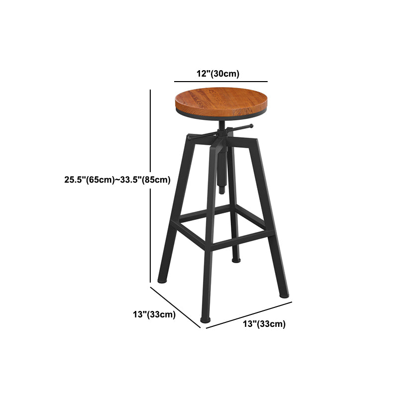 Adjustable Armless Height Stool Industrial Counter Stools with Black Base