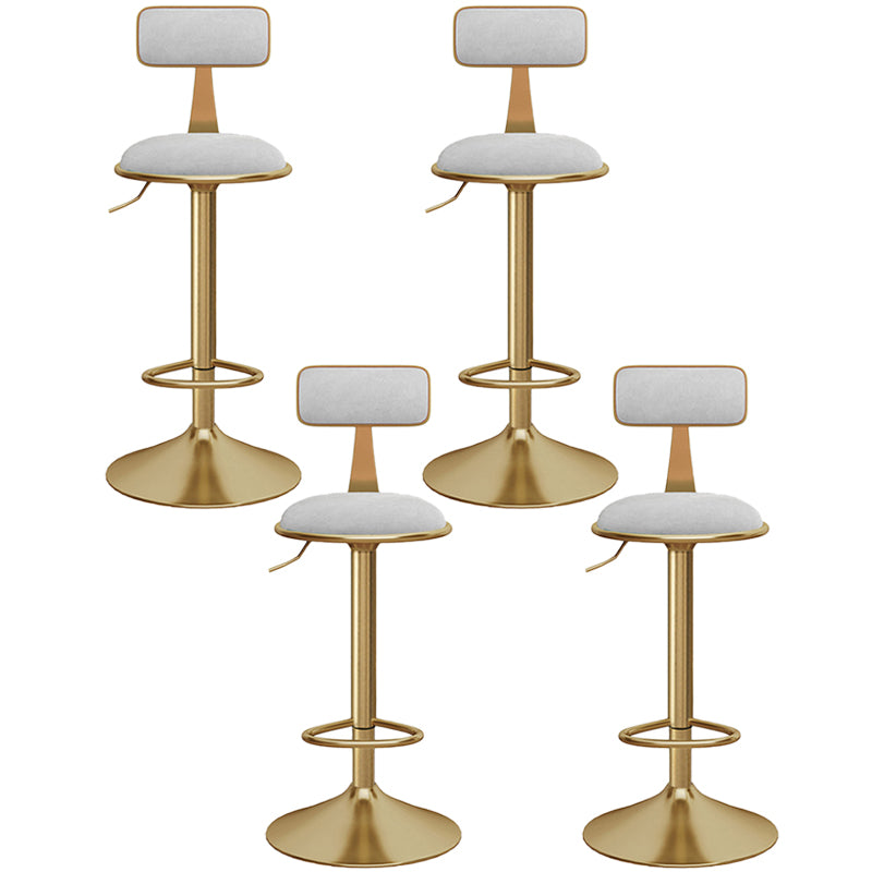 Glam Gold Metal Barstool Upholstered Stool in Matte Finish for Indoor