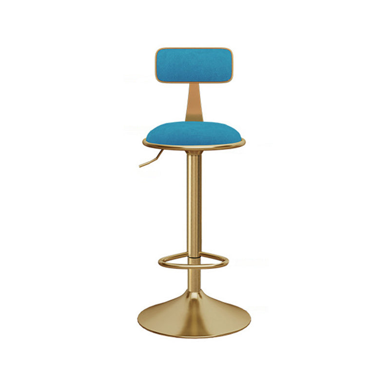 Glam Gold Metal Barstool Upholstered Stool in Matte Finish for Indoor