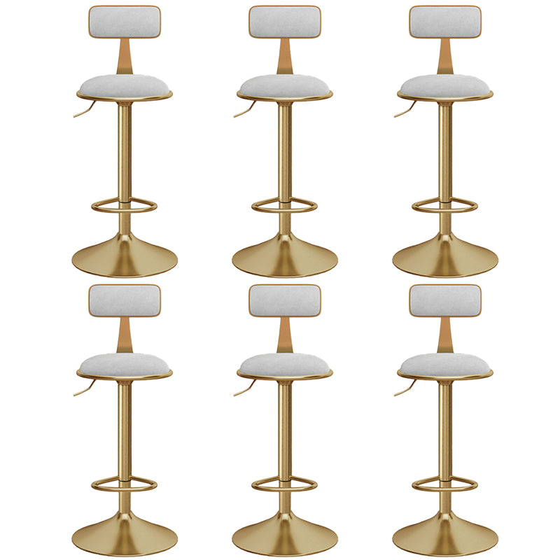 Glam Gold Metal Barstool Upholstered Stool in Matte Finish for Indoor