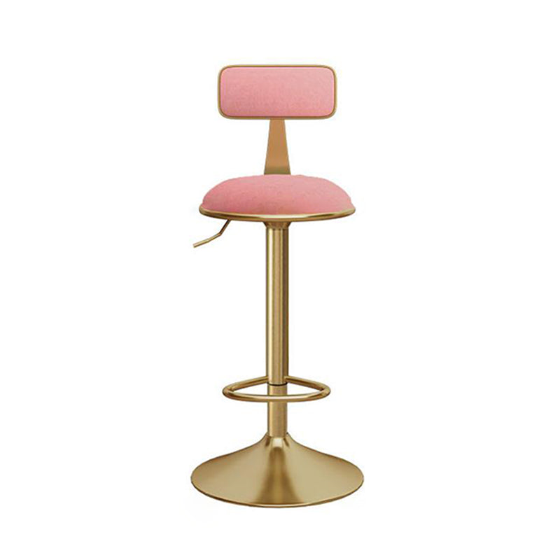 Glam Gold Metal Barstool Upholstered Stool in Matte Finish for Indoor