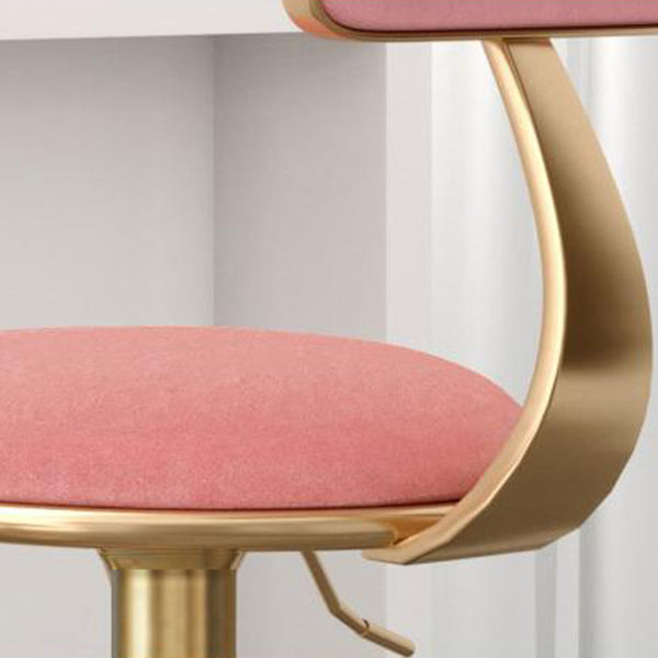 Glam Gold Metal Barstool Upholstered Stool in Matte Finish for Indoor