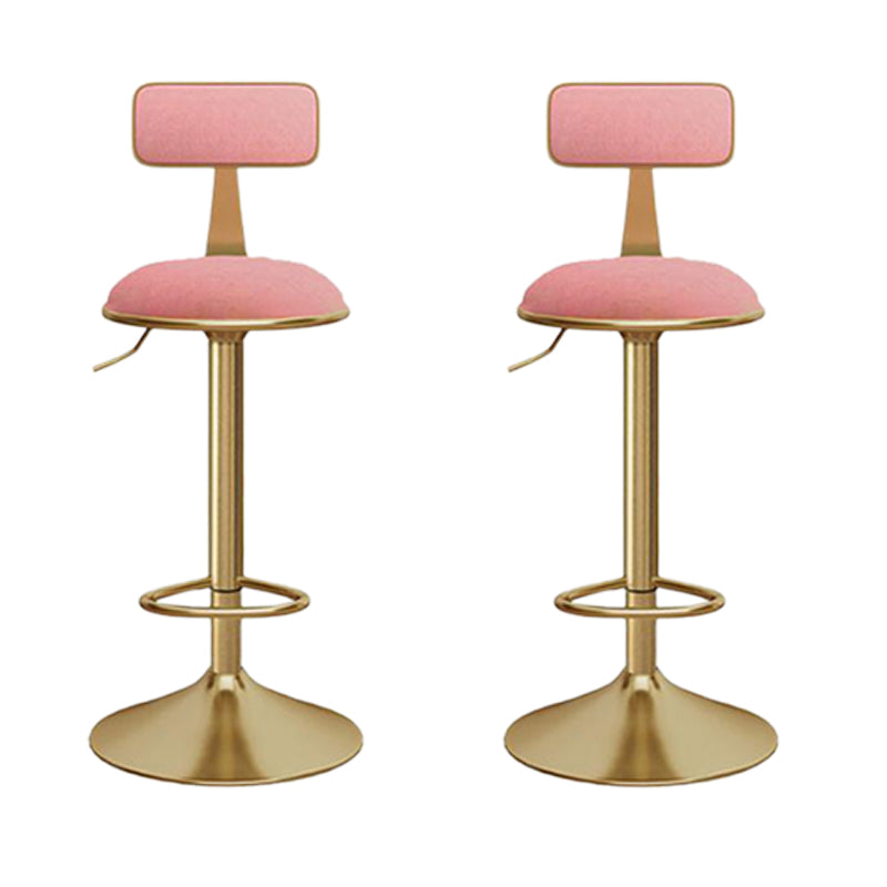 Glam Gold Metal Barstool Upholstered Stool in Matte Finish for Indoor