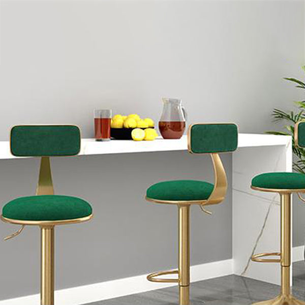 Glam Gold Metal Barstool Upholstered Stool in Matte Finish for Indoor