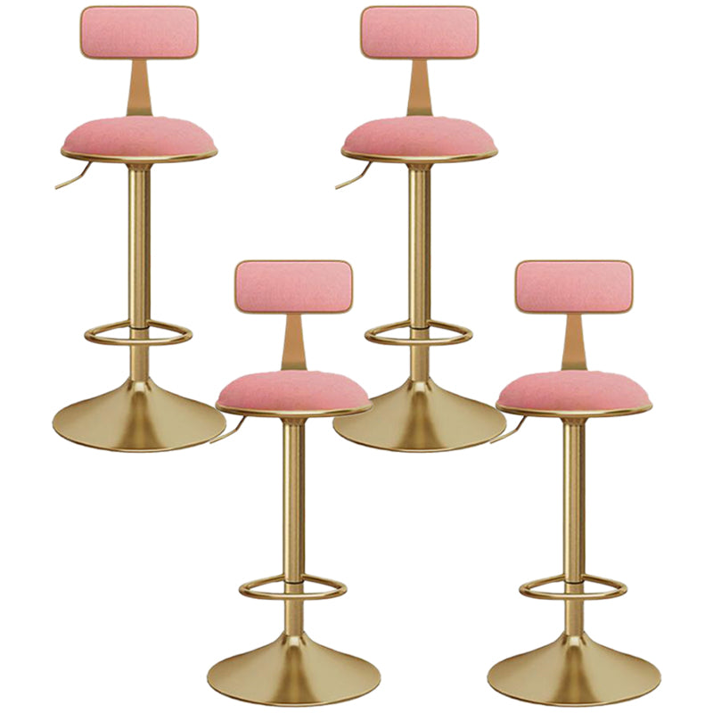 Glam Gold Metal Barstool Upholstered Stool in Matte Finish for Indoor