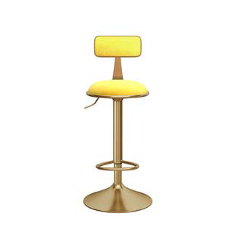 Glam Gold Metal Barstool Upholstered Stool in Matte Finish for Indoor