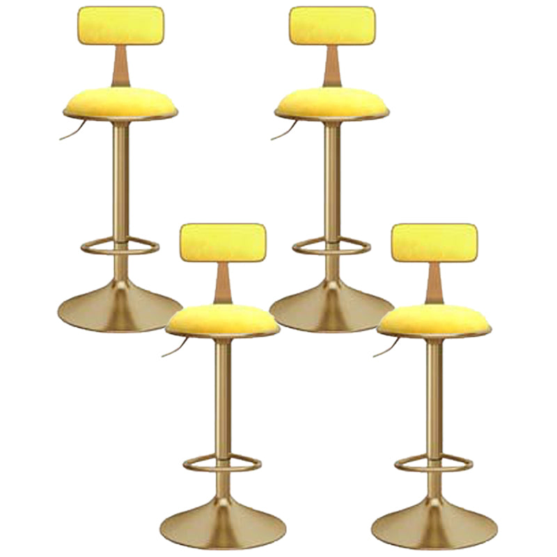 Glam Gold Metal Barstool Upholstered Stool in Matte Finish for Indoor