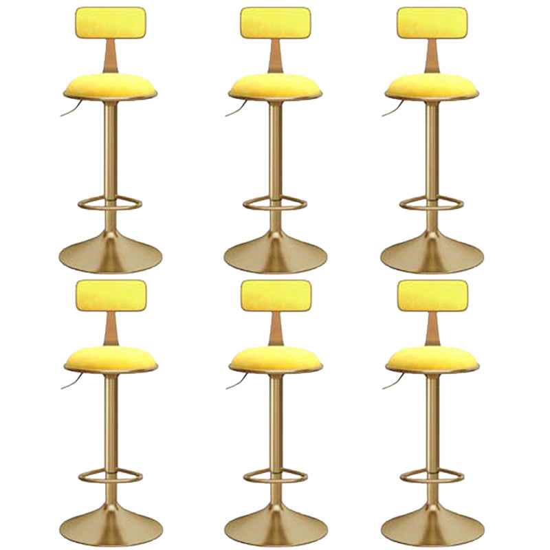 Glam Gold Metal Barstool Upholstered Stool in Matte Finish for Indoor