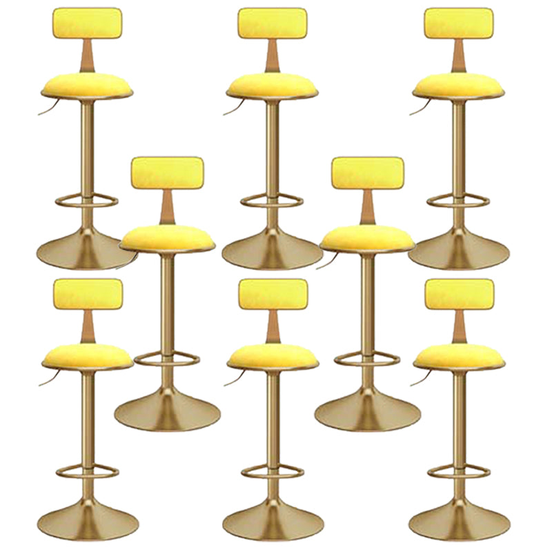 Glam Gold Metal Barstool Upholstered Stool in Matte Finish for Indoor