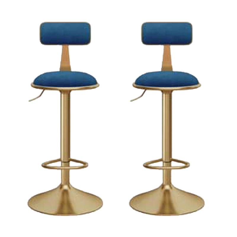 Glam Gold Metal Barstool Upholstered Stool in Matte Finish for Indoor