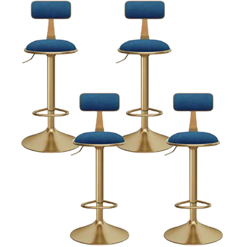 Glam Gold Metal Barstool Upholstered Stool in Matte Finish for Indoor
