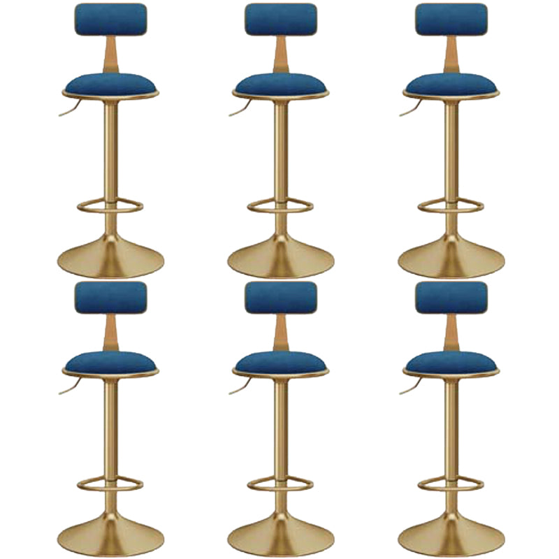 Glam Gold Metal Barstool Upholstered Stool in Matte Finish for Indoor