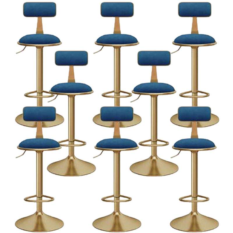 Glam Gold Metal Barstool Upholstered Stool in Matte Finish for Indoor