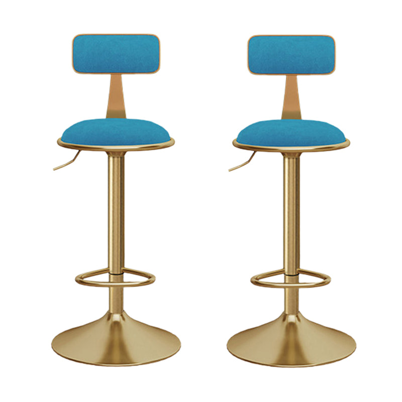 Glam Gold Metal Barstool Upholstered Stool in Matte Finish for Indoor