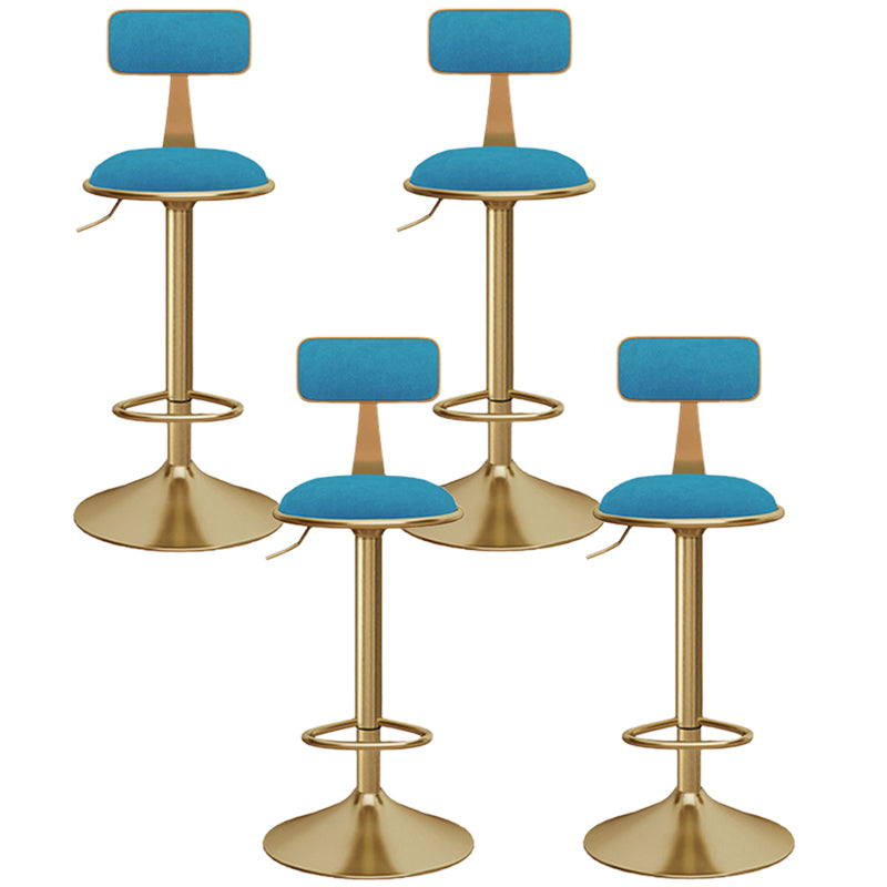 Glam Gold Metal Barstool Upholstered Stool in Matte Finish for Indoor