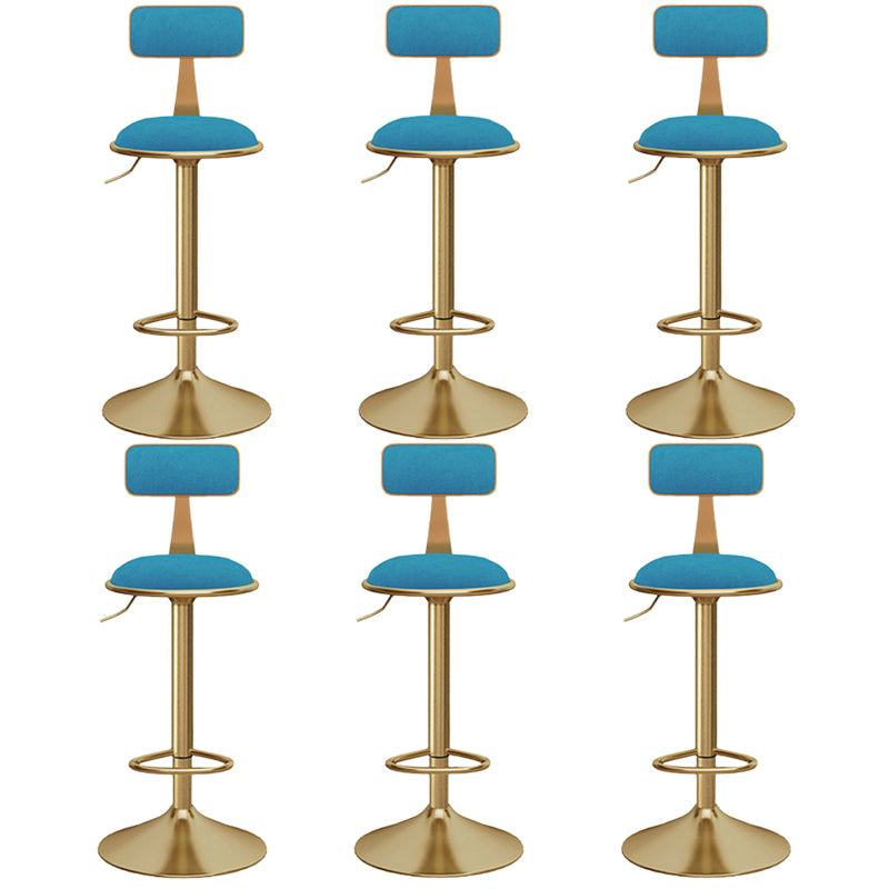 Glam Gold Metal Barstool Upholstered Stool in Matte Finish for Indoor