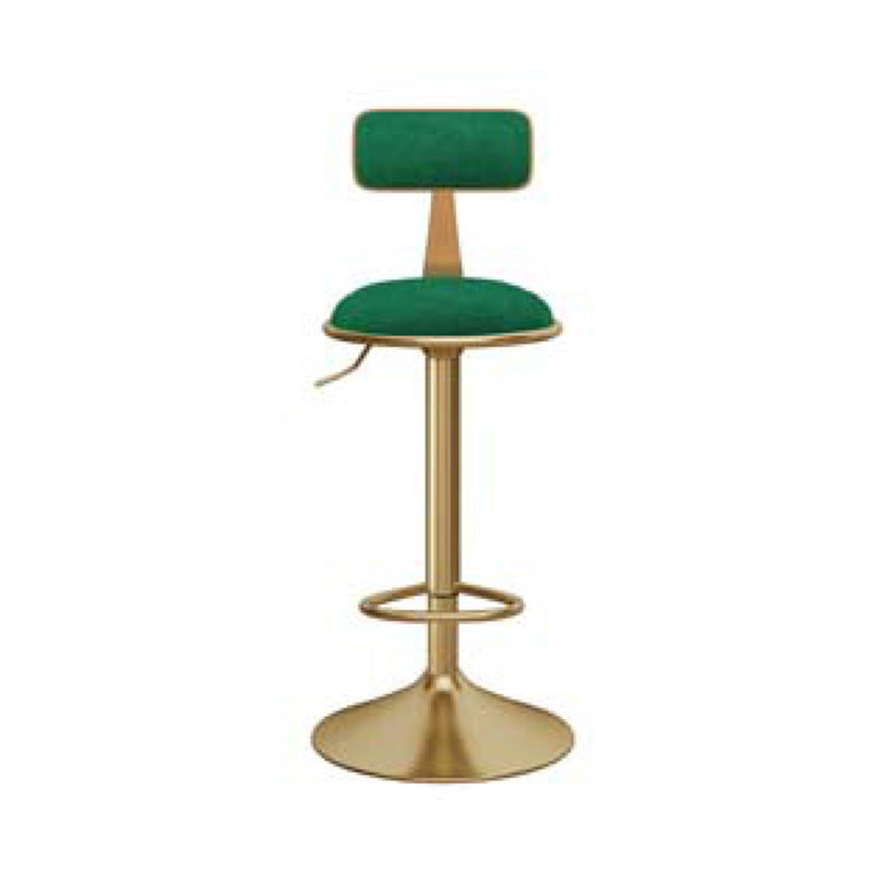 Glam Gold Metal Barstool Upholstered Stool in Matte Finish for Indoor