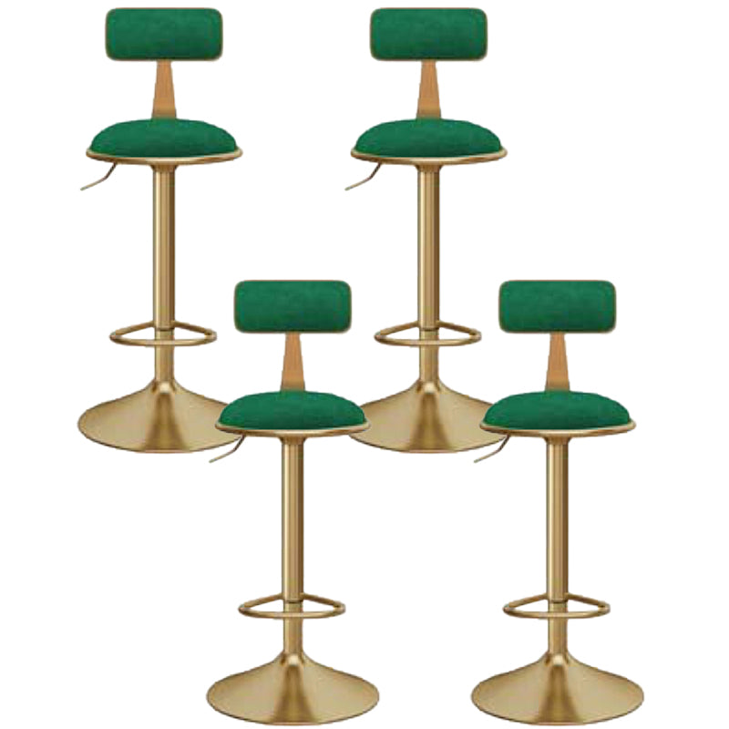 Glam Gold Metal Barstool Upholstered Stool in Matte Finish for Indoor