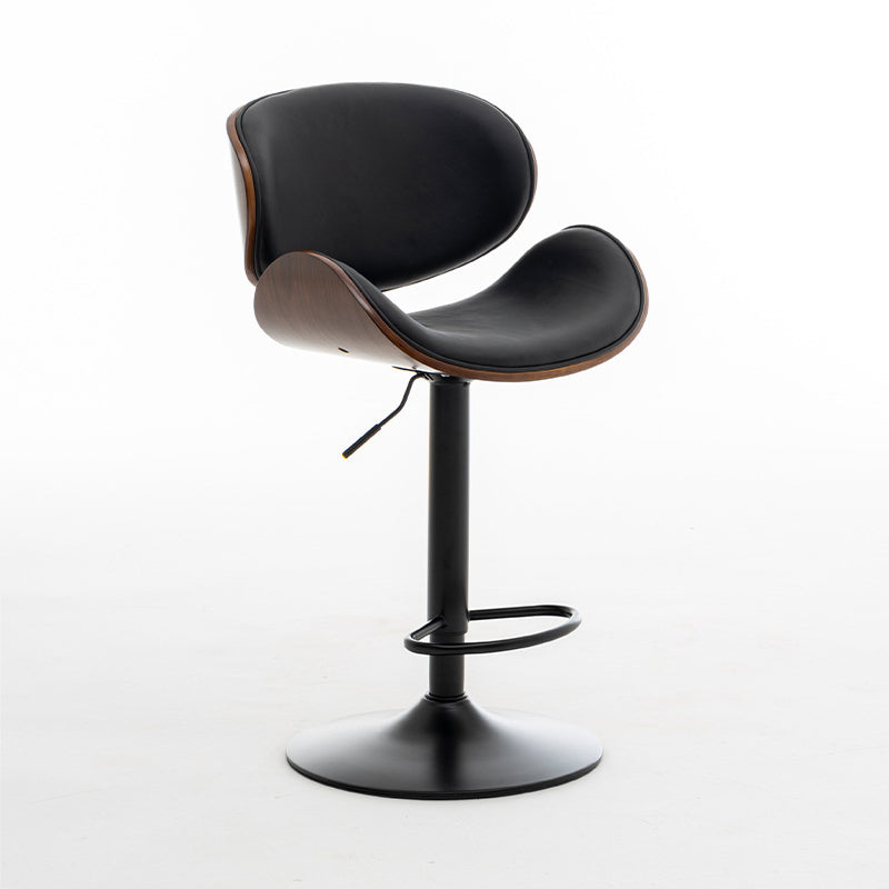 Contemporary Metal Adjustable Barstool Leather Counter Stool with Swivel in Matte Finish