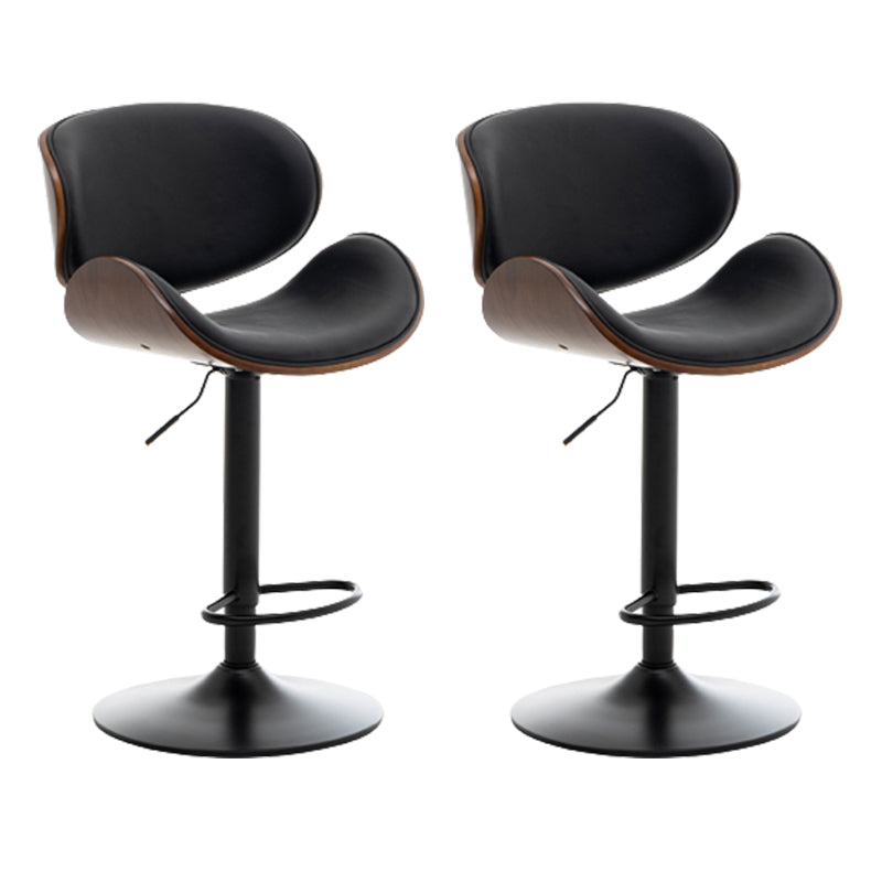 Contemporary Metal Adjustable Barstool Leather Counter Stool with Swivel in Matte Finish