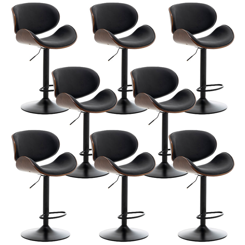 Contemporary Metal Adjustable Barstool Leather Counter Stool with Swivel in Matte Finish